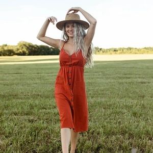 KITTENISH Farrah Rust Midi Dress